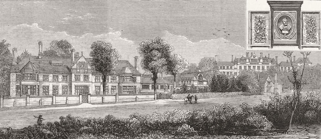PINNER. Commercial Travellers School (George Moore) 1878 old antique print